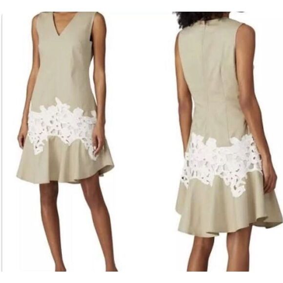 Derek Lam Beige & White Applique Dress sz 6 - Picture 1 of 7
